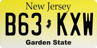 NJ license plate B63KXW