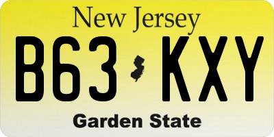 NJ license plate B63KXY