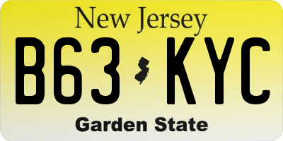 NJ license plate B63KYC