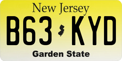 NJ license plate B63KYD