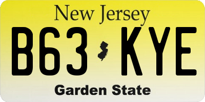 NJ license plate B63KYE