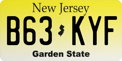 NJ license plate B63KYF