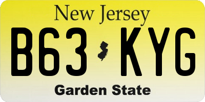 NJ license plate B63KYG