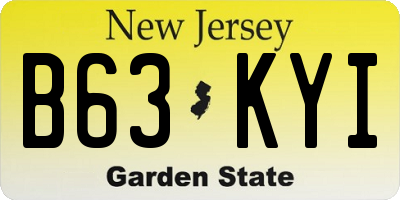 NJ license plate B63KYI