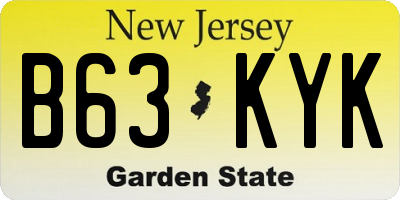 NJ license plate B63KYK
