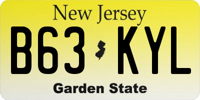 NJ license plate B63KYL