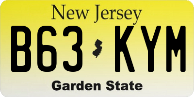 NJ license plate B63KYM