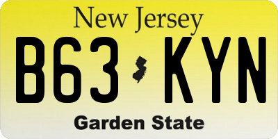 NJ license plate B63KYN