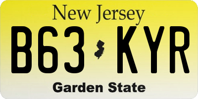 NJ license plate B63KYR