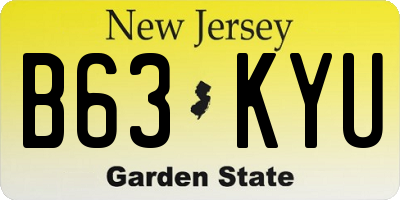NJ license plate B63KYU