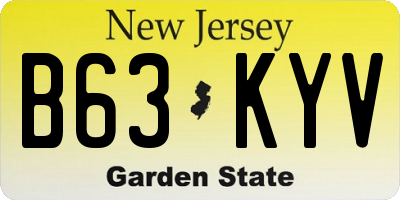 NJ license plate B63KYV