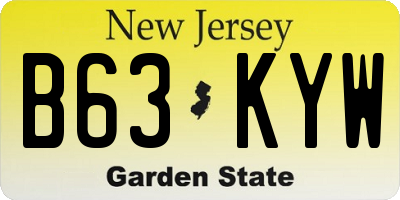 NJ license plate B63KYW