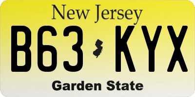NJ license plate B63KYX
