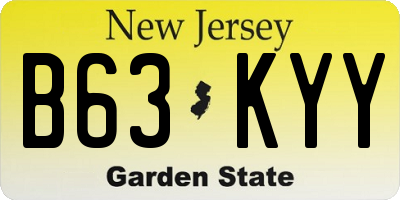 NJ license plate B63KYY