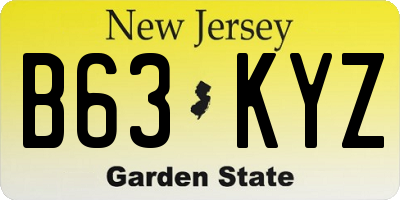 NJ license plate B63KYZ