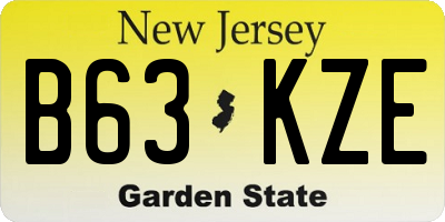 NJ license plate B63KZE