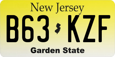 NJ license plate B63KZF