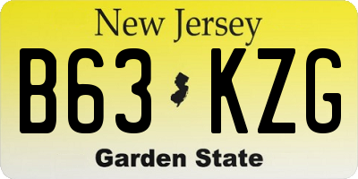 NJ license plate B63KZG