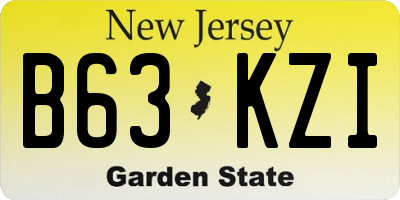 NJ license plate B63KZI