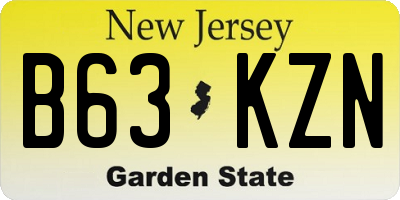 NJ license plate B63KZN
