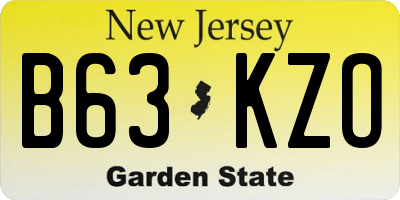 NJ license plate B63KZO