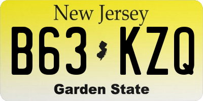 NJ license plate B63KZQ