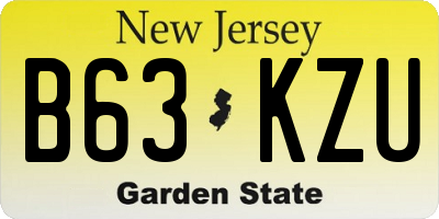 NJ license plate B63KZU
