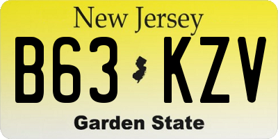 NJ license plate B63KZV