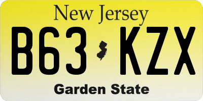 NJ license plate B63KZX