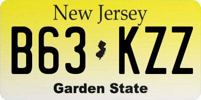 NJ license plate B63KZZ