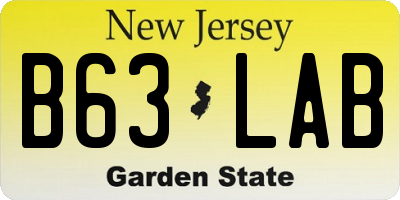 NJ license plate B63LAB