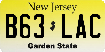 NJ license plate B63LAC