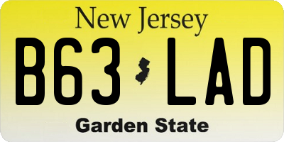 NJ license plate B63LAD