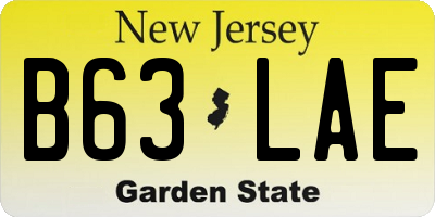 NJ license plate B63LAE