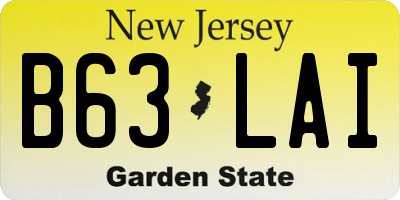 NJ license plate B63LAI