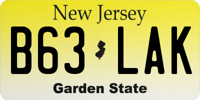 NJ license plate B63LAK