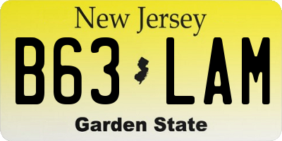 NJ license plate B63LAM