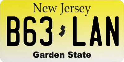 NJ license plate B63LAN