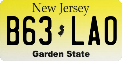 NJ license plate B63LAO