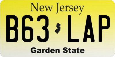 NJ license plate B63LAP