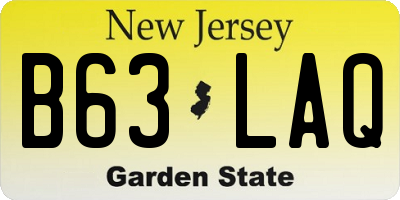 NJ license plate B63LAQ