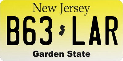 NJ license plate B63LAR