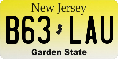 NJ license plate B63LAU