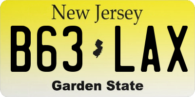 NJ license plate B63LAX