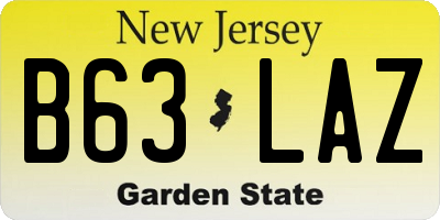 NJ license plate B63LAZ