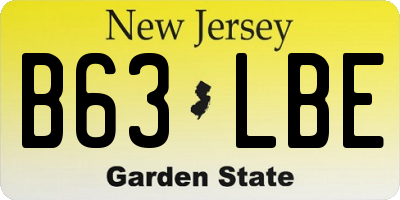 NJ license plate B63LBE