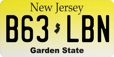 NJ license plate B63LBN