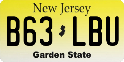 NJ license plate B63LBU
