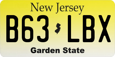 NJ license plate B63LBX