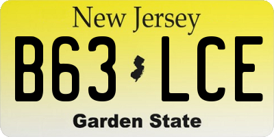 NJ license plate B63LCE